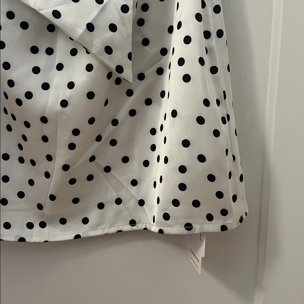 Commense White Polka Dot Mini Dress with Black Spots - Picture 5 of 6